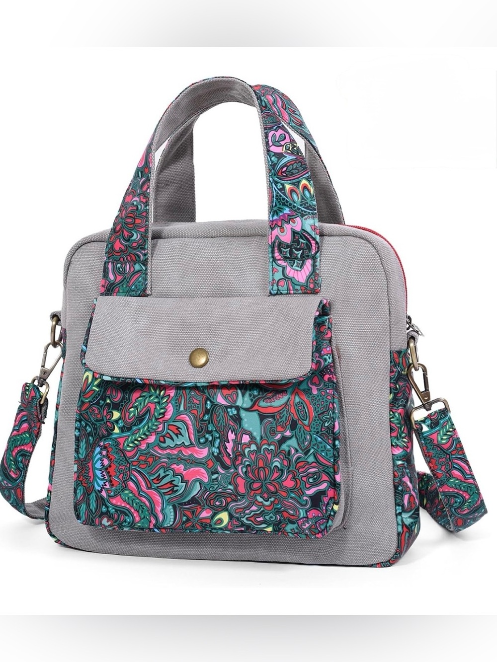 Black Butterfly Floral Canvas Crossbody Purse for Women, Boho Shoulder Bag - Picture 1 of 15